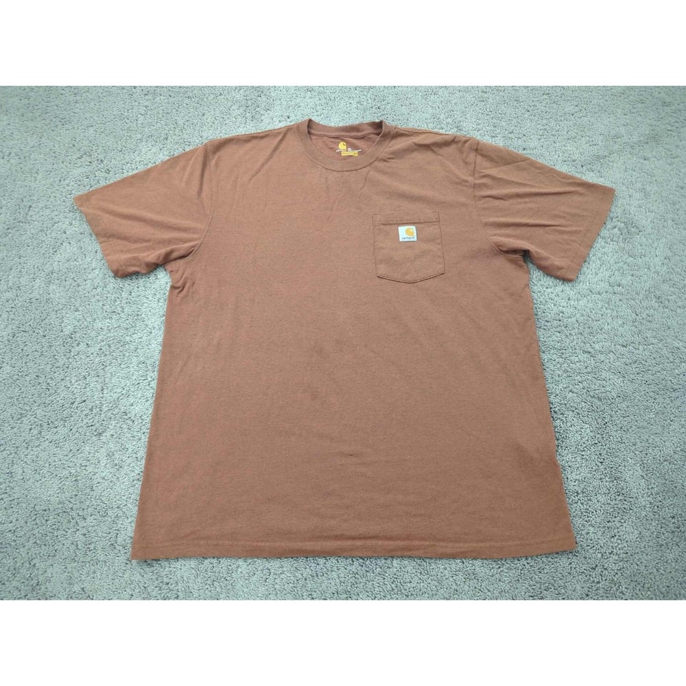 Carhartt T Shirt Mens XL Brown‎ Short Sleeve Chest Pocket Workwear Original Fit